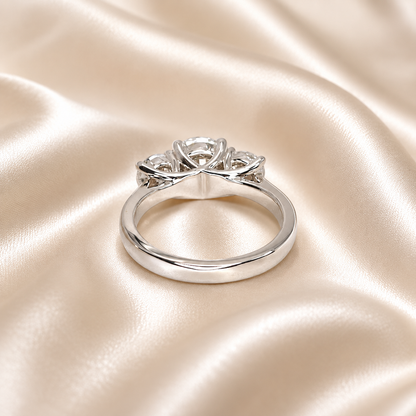 2.50 CTW Lab Grown Diamond Engagement Ring 14K Solid Gold, Three Stone Lab Created Diamond Wedding Ring, Simple Diamond Bridal Ring
