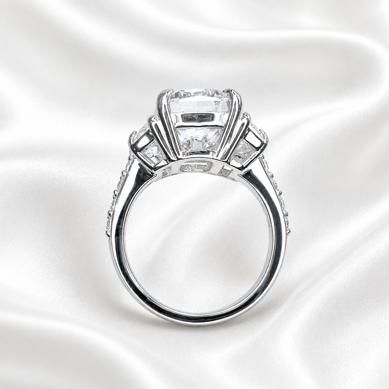 7 carat Elongated Cushion Cut Moissanite Engagement Ring 14K Gold Three Stone Bridal Ring #7879