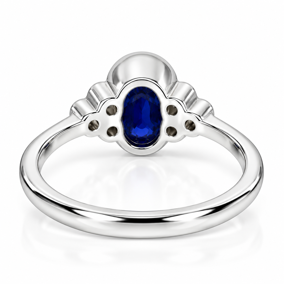 Bezel set blue sapphire engagement ring 14k solid gold Unique oval blue sapphire wedding promise anniversary ring September birthstone