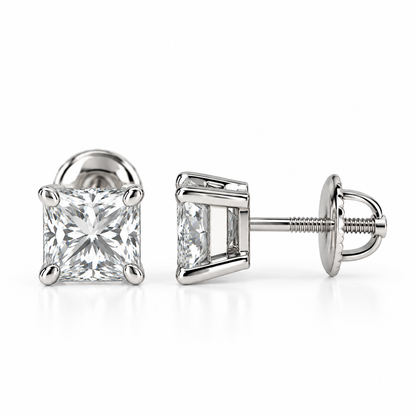 Moissanite Earrings, 14K Solid Gold Moissanite Stud Earrings Push Backs, Everyday Earrings Unisex, VVS Moissanite Studs Screw Backs, #7051