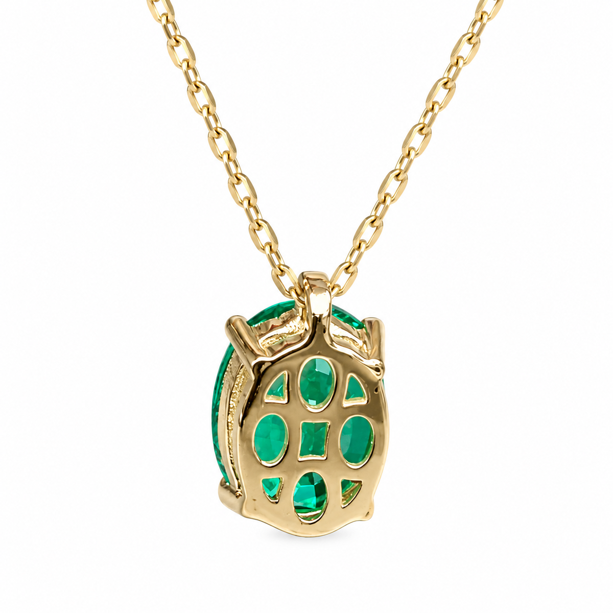 Oval Emerald Pendant Necklace, Bridal Gift, Ladies 14k Gold Necklace, Emerald Necklace, Anniversary Gift, May Birthstone Pendant, #6259