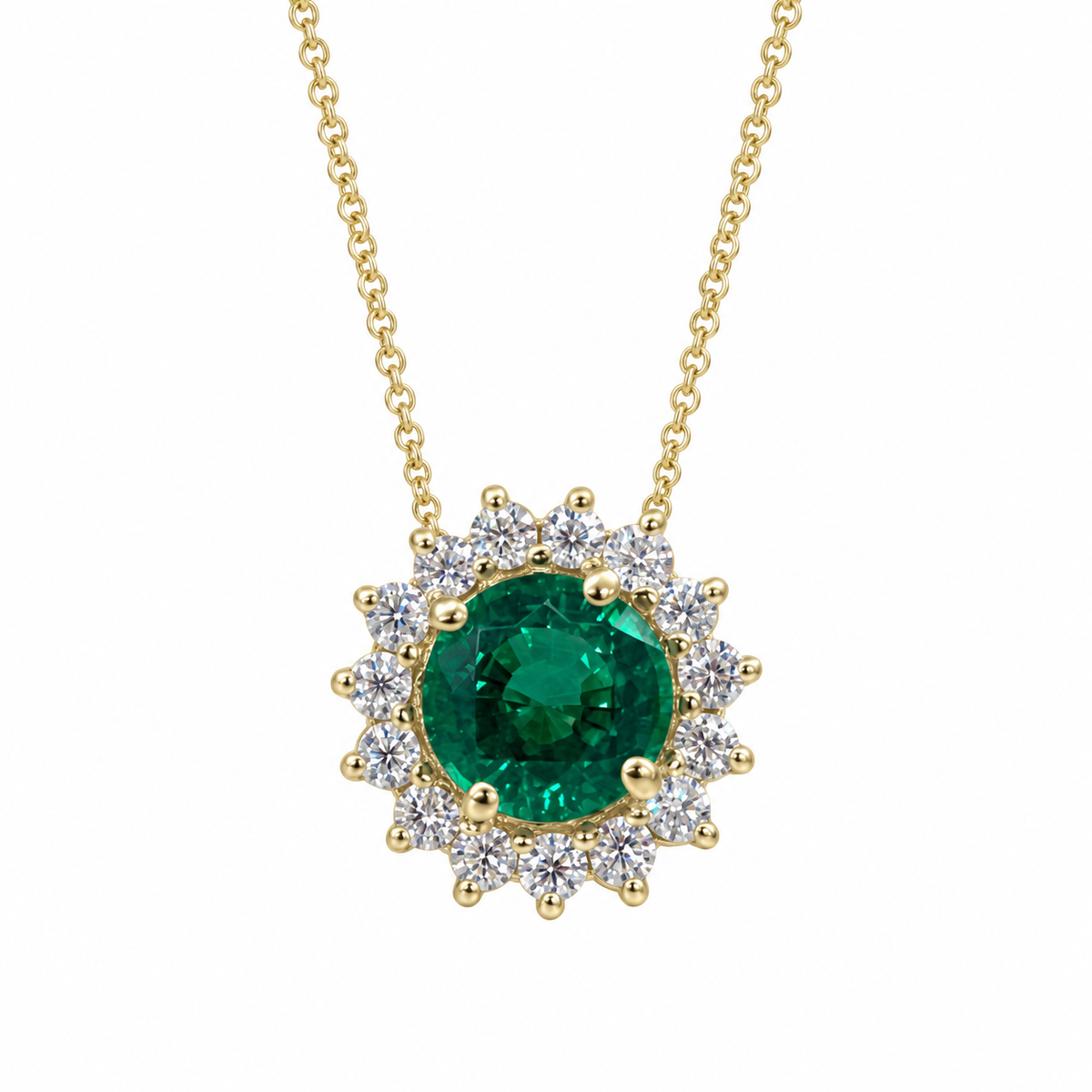 Emerald Pendant Necklace, May Birthstone Necklace, Moissanite Necklace, Emerald Necklace For Women, Gold Dainty Necklace, 14k Gold,  #6714