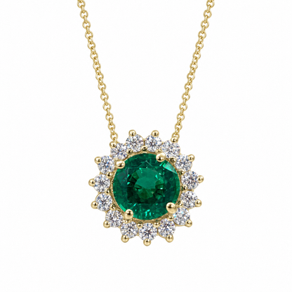 Emerald Pendant Necklace, May Birthstone Necklace, Moissanite Necklace, Emerald Necklace For Women, Gold Dainty Necklace, 14k Gold,  #6714
