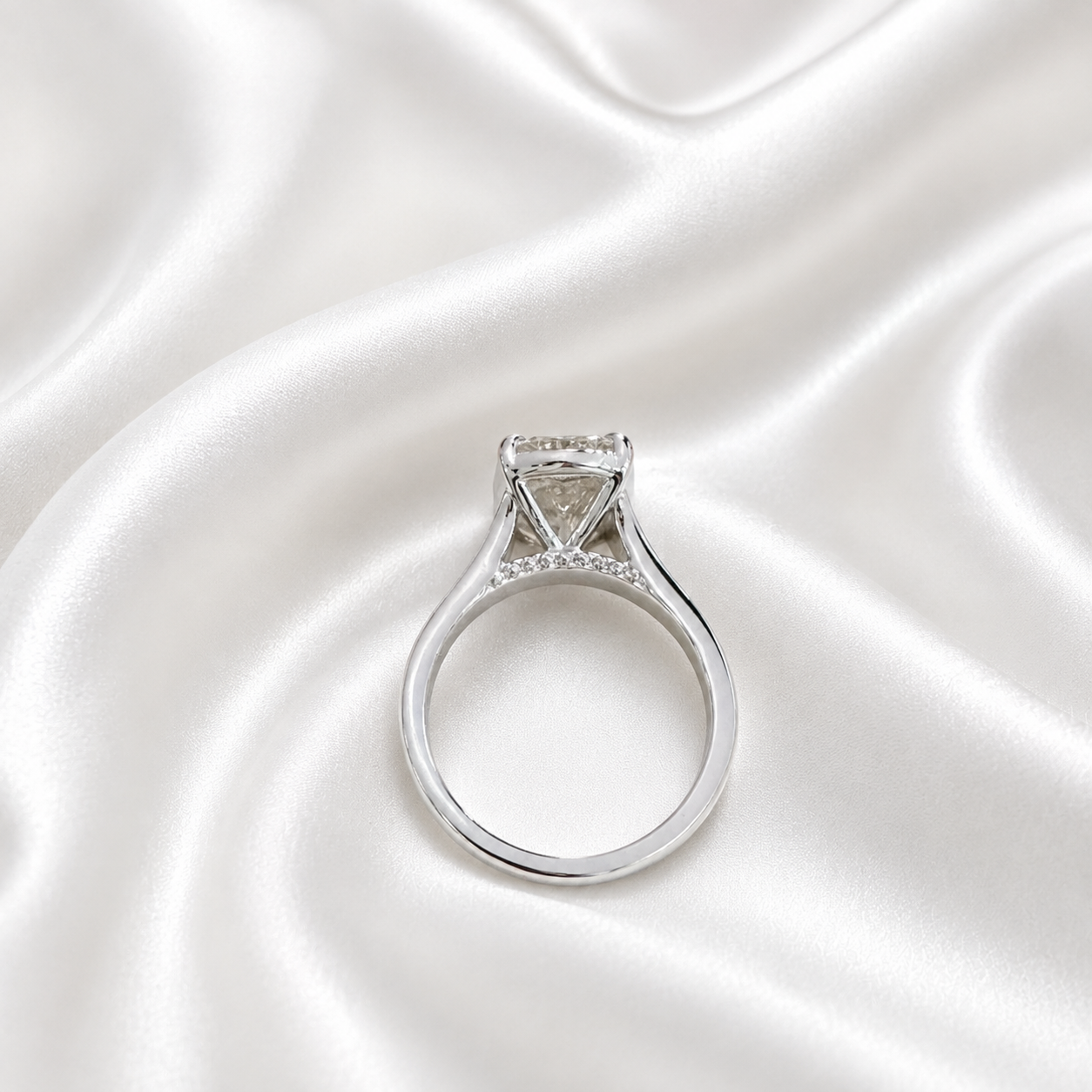14k Gold Cushion Lab Grown Diamond Bezel Engagement Ring – IGI Certified, Custom Size, Modern Minimal #8796