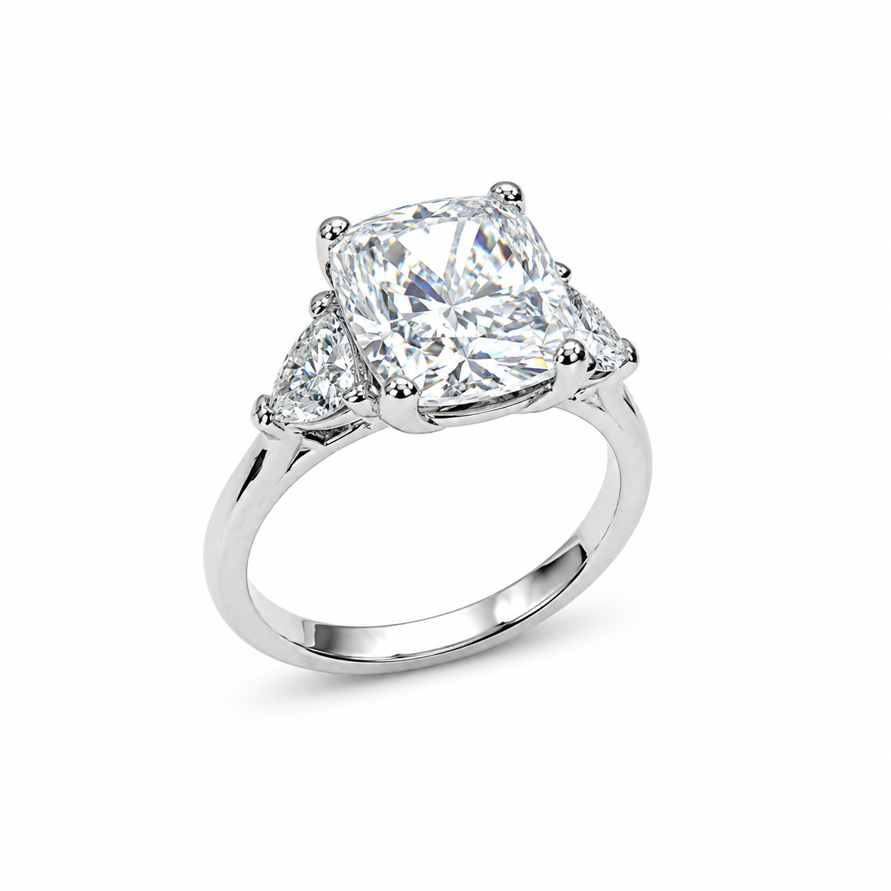 Cushion Cut Solitaire Moissanite Engagement Ring, Three Stone Certified Moissanite Wedding Ring, Cushion Cut Anniversary Ring For Her  #6564