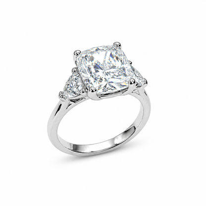 Cushion Cut Solitaire Moissanite Engagement Ring, Three Stone Certified Moissanite Wedding Ring, Cushion Cut Anniversary Ring For Her  #6564