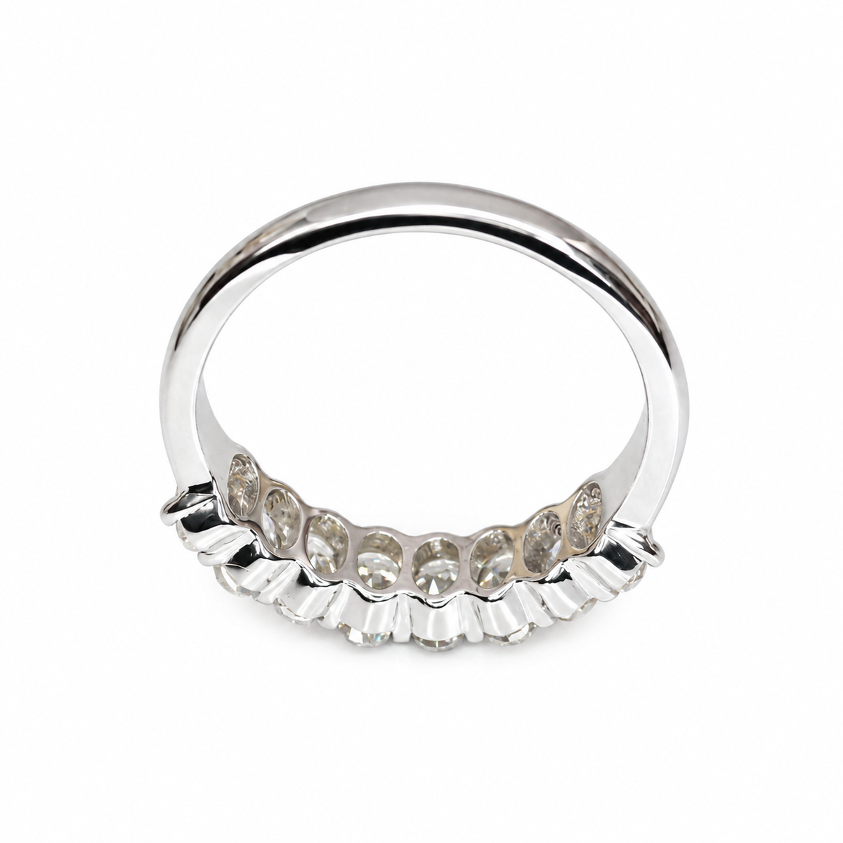 Eternity Wedding Band 14k White Gold, Oval Cut Wedding Band, Anniversary Band, Moissanite Wedding Band, Oval Cut Band, Half Eternity, #6320