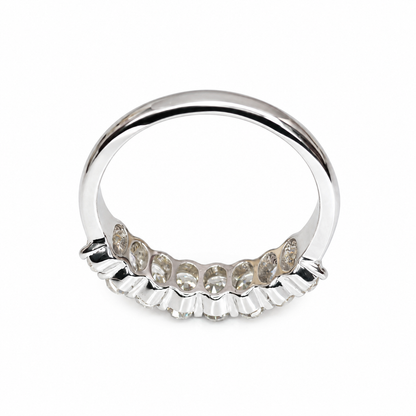 Eternity Wedding Band 14k White Gold, Oval Cut Wedding Band, Anniversary Band, Moissanite Wedding Band, Oval Cut Band, Half Eternity, #6320