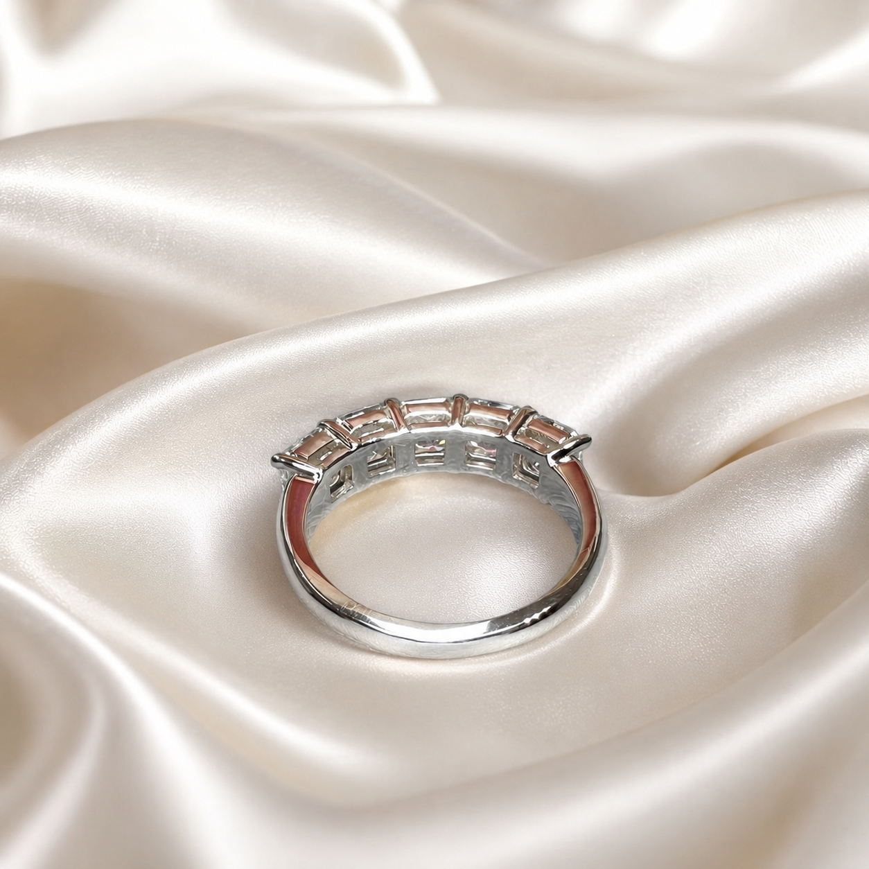 Lab grown diamond stacking wedding band, half eternity diamond matching wedding band solid gold, lab created diamond anniversary band