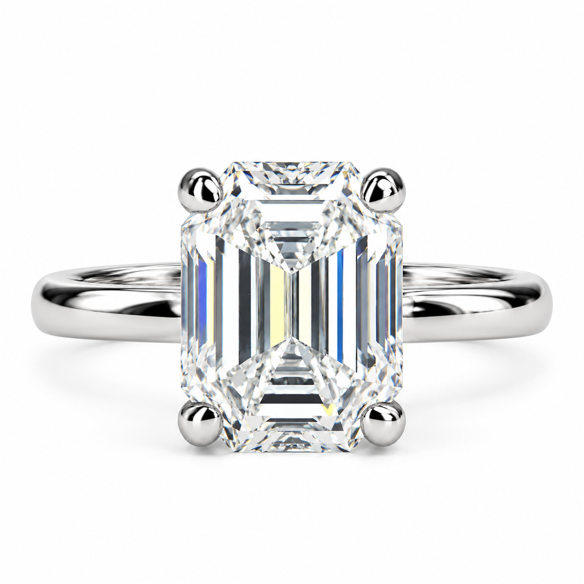 Moissanite solitaire engagement ring 14k solid gold, Emerald cut moissanite wedding ring, emerald moissanite handmade ring for women, #8103