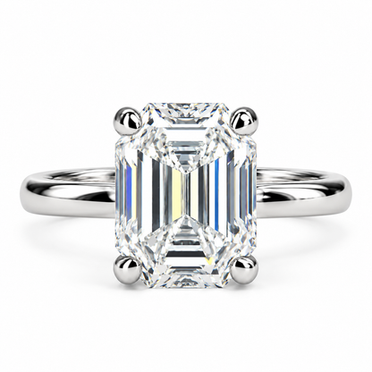Moissanite solitaire engagement ring 14k solid gold, Emerald cut moissanite wedding ring, emerald moissanite handmade ring for women, #8103