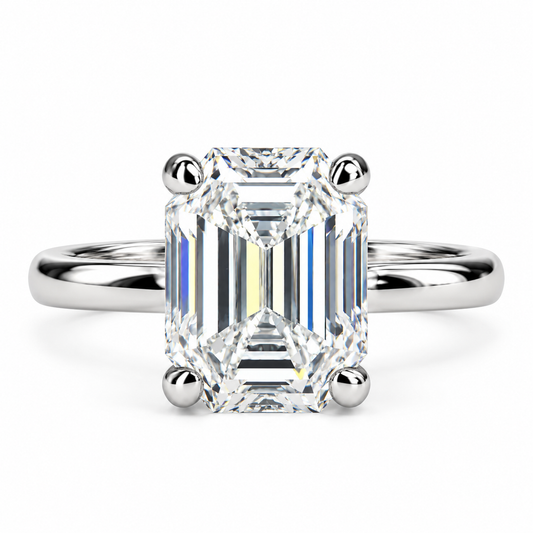 Moissanite solitaire engagement ring 14k solid gold, Emerald cut moissanite wedding ring, emerald moissanite handmade ring for women, #8103