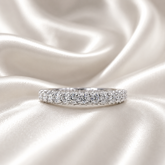 Lab Diamond Wedding Band , Unique Antique Style Lab Grown Diamond Stacking Band 14K Solid Gold , Half Eternity Cluster Diamond Ring #8833