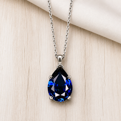 2.00 CTW Pear Shape Natural Swiss Blue Topaz Pendant Necklace , December Birthstone Pear Pendant 14K Solid Gold , Layering Necklace , #8808