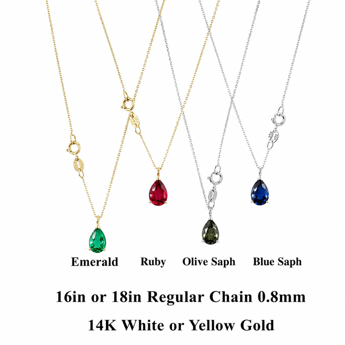 Pear Shape Blue Sapphire Pendant Necklace 14k Yellow Gold, Teardrop Sapphire Necklace, September Birthstone Necklace, Pear Necklace, #8821