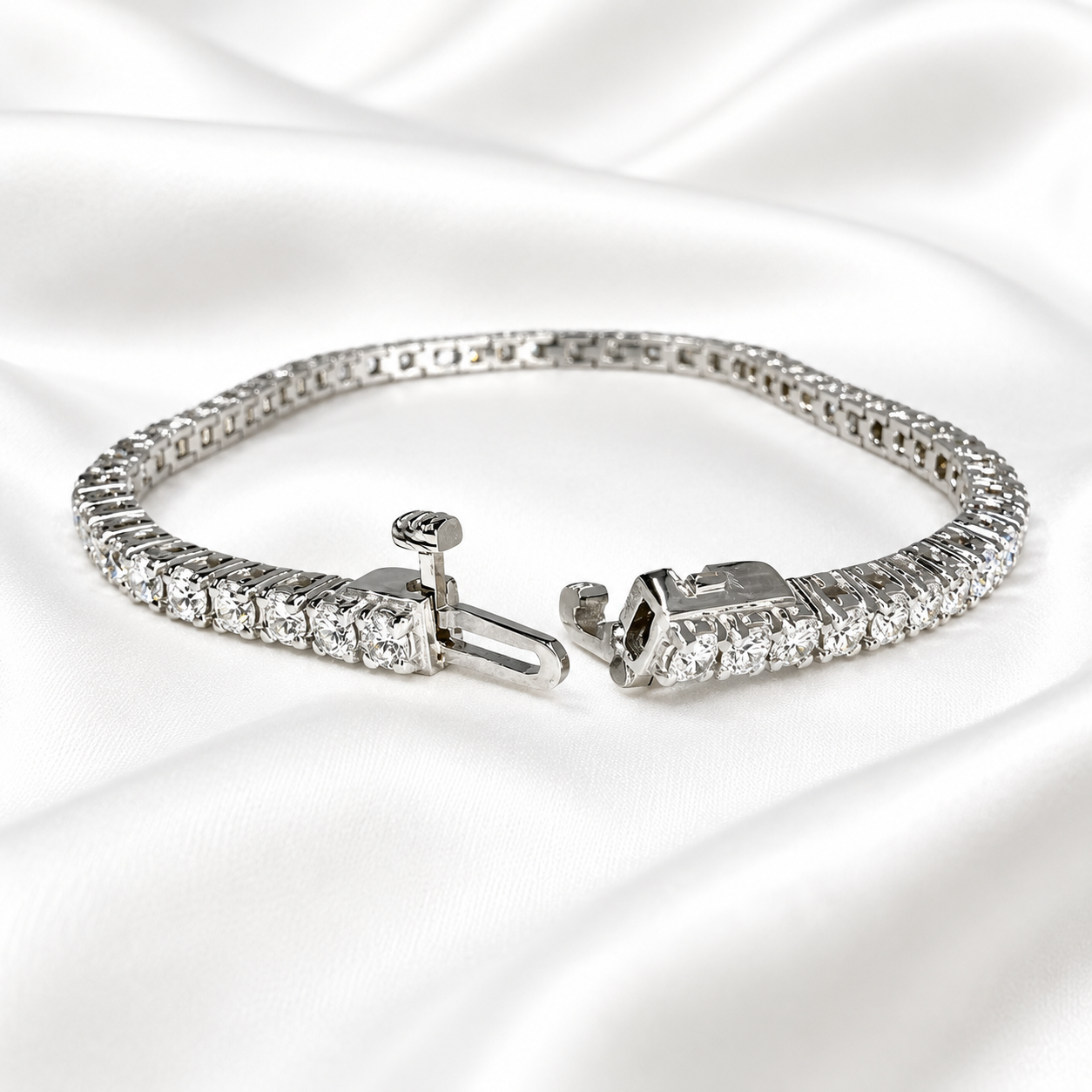 Lab grown diamond tennis bracelet 14k solid gold, layering tennis bracelet, delicate tennis bracelet, thin tennis bracelet for women