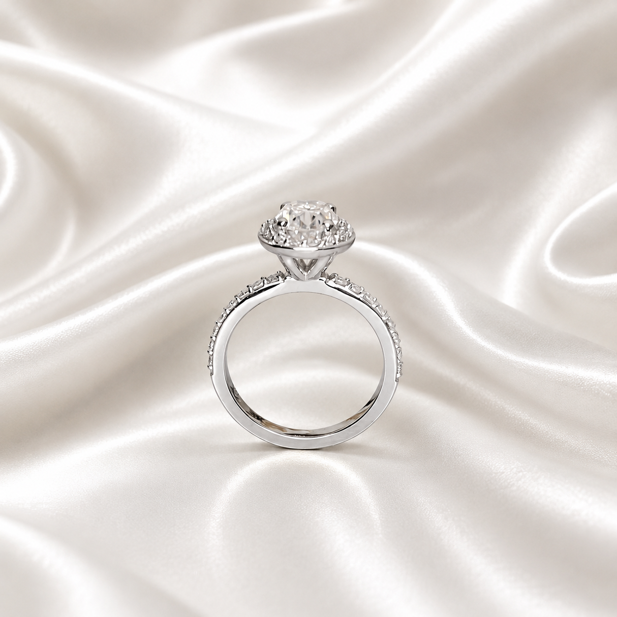 1.10 Carat Oval VS2/E Diamond Solitaire Engagement Ring, Lab Diamond Halo Engagement Ring, Lab Created Diamond Ring, 14k Yellow Gold
