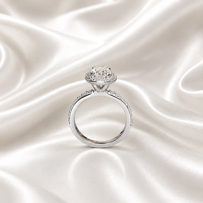 1.10 Carat Oval VS2/E Diamond Solitaire Engagement Ring, Lab Diamond Halo Engagement Ring, Lab Created Diamond Ring, 14k Yellow Gold