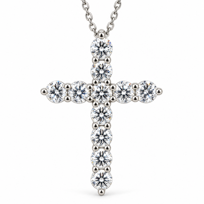 Large Cross Necklace Pendant 14k Solid Gold Cross, Moissanite Cross Necklace, Baptism Confirmation Religious Catholic Cross Pendant,  #4774