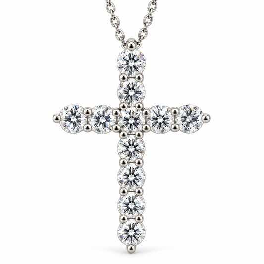 Large Cross Necklace Pendant 14k Solid Gold Cross, Moissanite Cross Necklace, Baptism Confirmation Religious Catholic Cross Pendant,  #4774