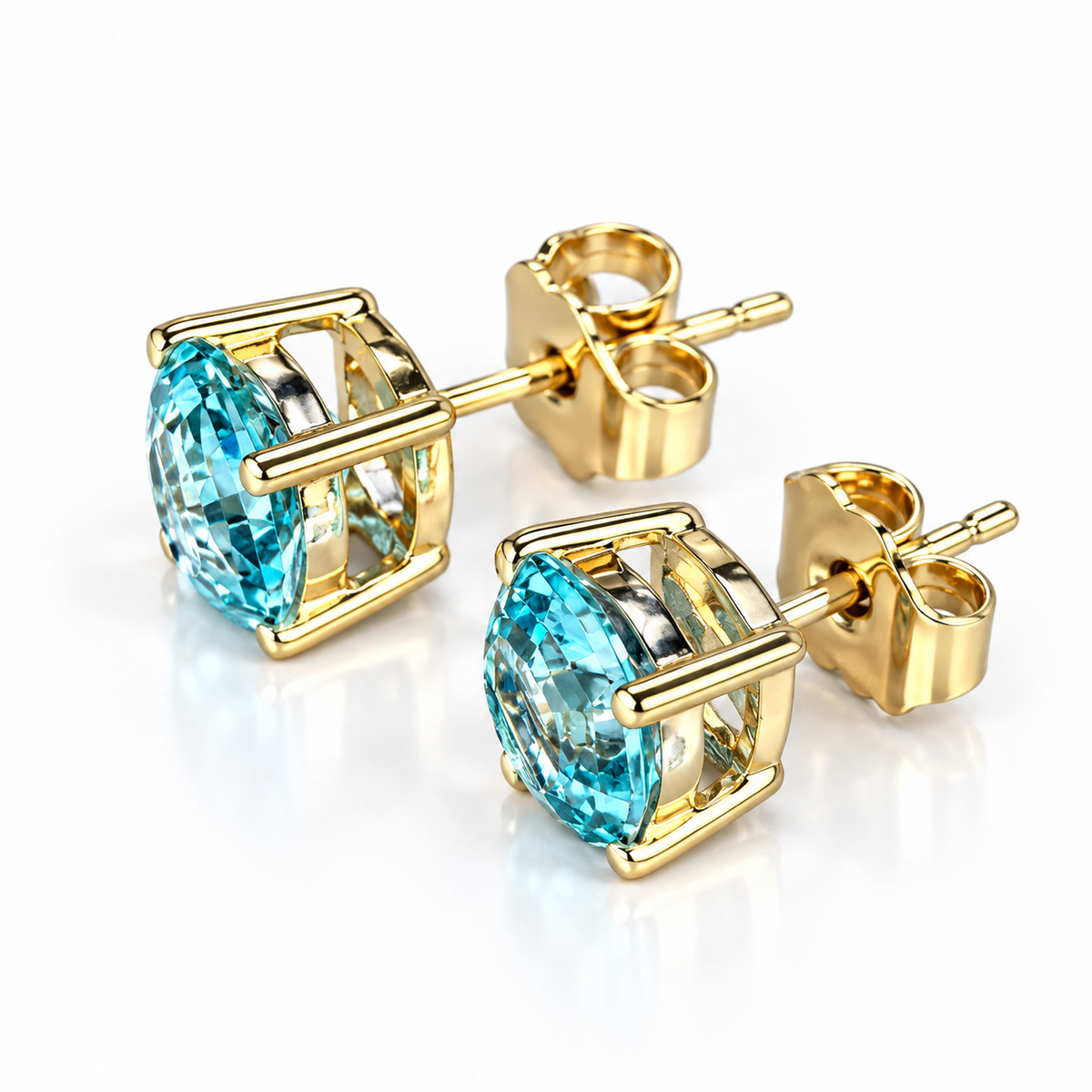 2.00ctw Stud Earrings, Octagon Blue Paraiba Stud Earrings 14k White Gold, Neon Blue Paraiba Web Cut Studs, Octagon Web Cut Earrings