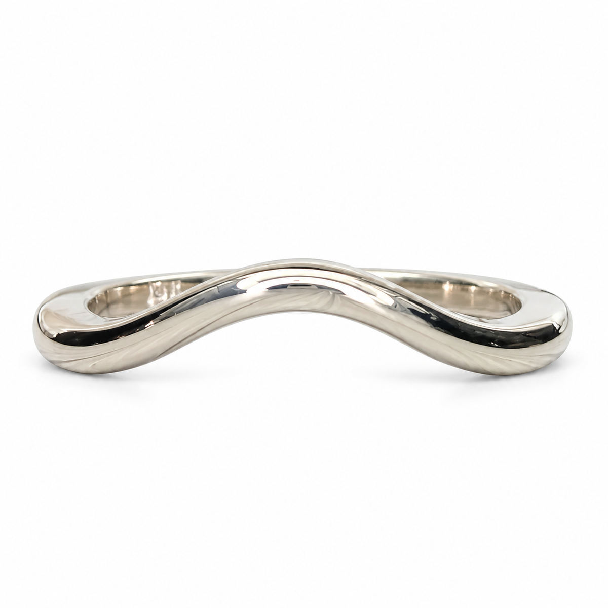 Engagement Matching Wedding Band For Her, 14k White Gold Curved Wedding Band, Universal Curved Wedding Ring For Ladies Engagement Ring #6266