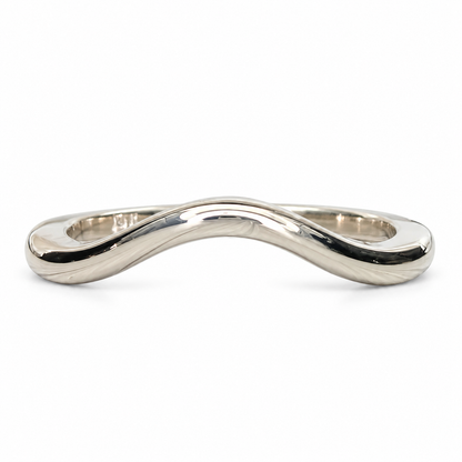Engagement Matching Wedding Band For Her, 14k White Gold Curved Wedding Band, Universal Curved Wedding Ring For Ladies Engagement Ring #6266
