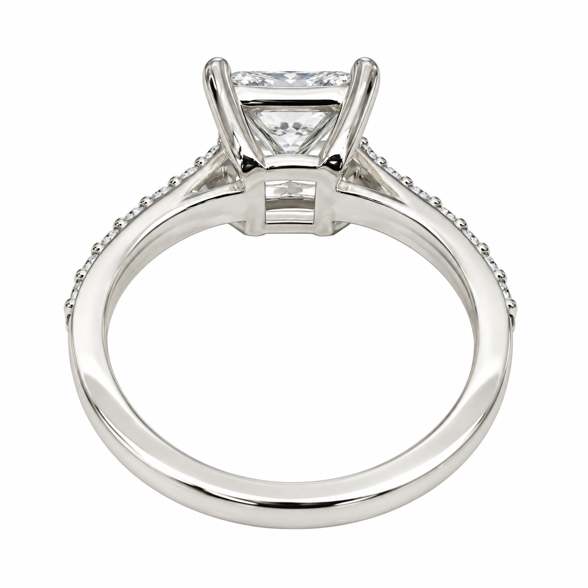 Moissanite Engagement Ring Princess Cut 14K Solid White Gold, Simple Moissanite Engagement Ring For Ladies Solitaire Princess Cut Ring #7436
