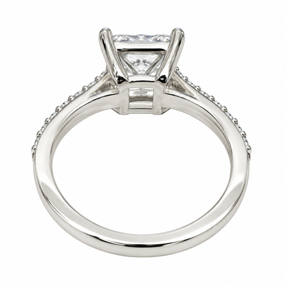 Moissanite Engagement Ring Princess Cut 14K Solid White Gold, Simple Moissanite Engagement Ring For Ladies Solitaire Princess Cut Ring #7436