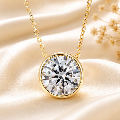 1.50 CTW Lab Grown Diamond Pendant Necklace 14K Gold , Dainty Layering Diamond Necklace , Diamond Solitaire Necklace Birthday Gift , #8516