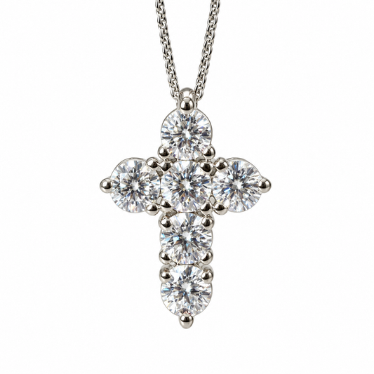Cross Necklace, Small Cross Pendant Necklace, Gold Cross, Dainty Crucifix Pendant Necklace, Minimalist Cross Pendant, Moissanite Cross