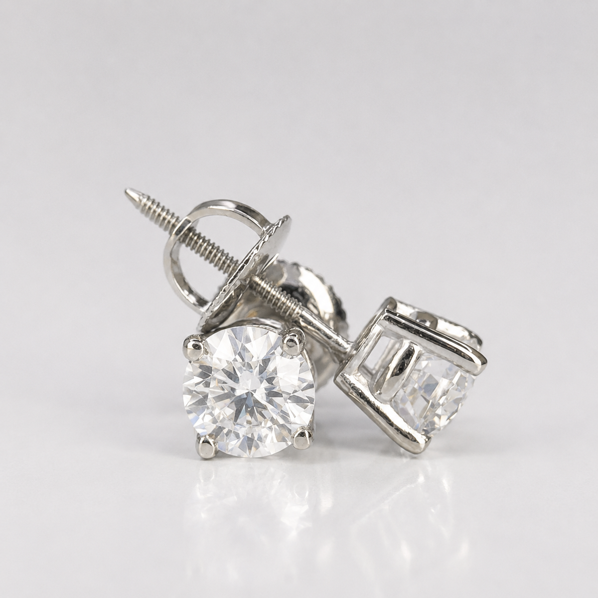 2.00ctw Lab grown diamond stud earrings 14k gold cvd diamond earrings, Lab created diamond studs, round diamond stud earrings unisex