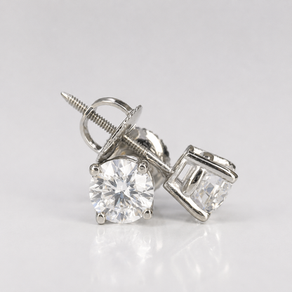 2.00ctw Lab grown diamond stud earrings 14k gold cvd diamond earrings, Lab created diamond studs, round diamond stud earrings unisex
