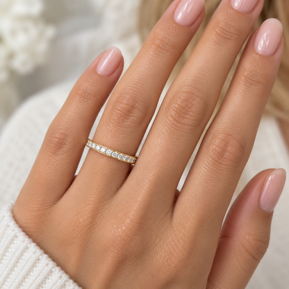 Diamond Wedding Band / Dainty Ring With Diamonds / Delicate Diamond Ring / 14k Yellow Gold / Diamond Stackable Band  / #6466 #6467