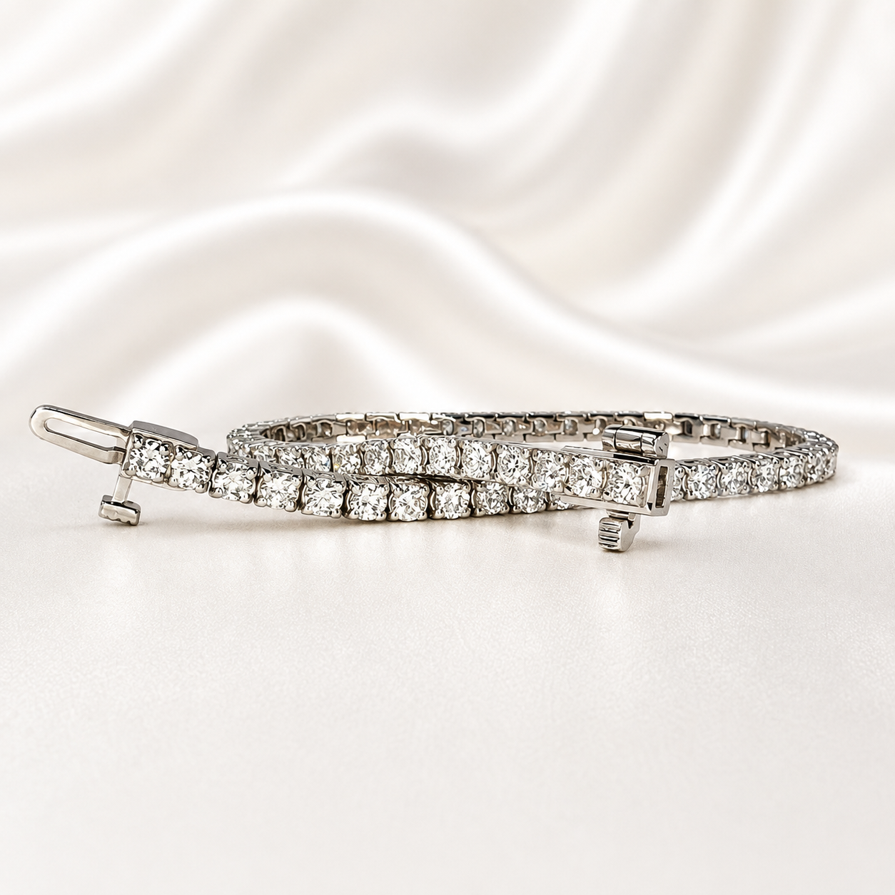 Lab grown diamond tennis bracelet 14k solid gold, layering tennis bracelet, delicate tennis bracelet, thin tennis bracelet for women
