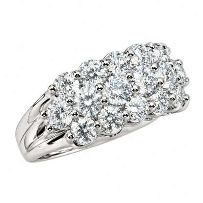 Moissanite Engagement Ring White Gold Cluster Ring , Moissanite Cluster Cocktail Ring , Unique Vintage Ladies Moissanite Promise Ring  #7367