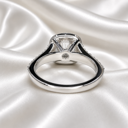 Round Cut Lab Grown Diamond Engagement Ring,  CVD Diamond Halo Engagement Ring, Lab Created Diamond Wedding Bridal Anniversary Ring