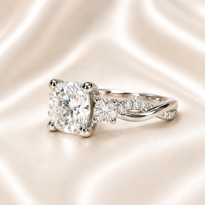 Lab Grown Diamond Wedding Ring, Certified Lab Diamond Ring, Classic Solitaire Gold Engagement Ring Cushion Diamond Wedding Ring