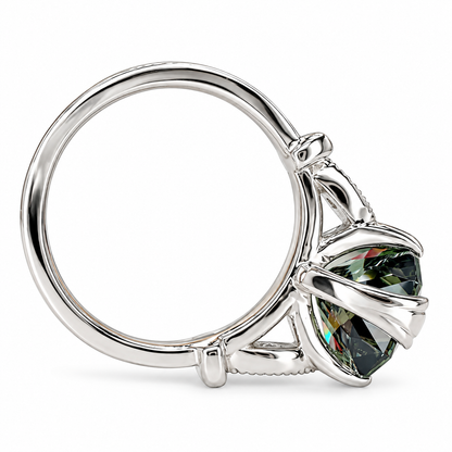 Radiant Cut Olive Green Sapphire 14k Solid White Gold Unique Olive Green Sapphire Promise Wedding Bridal Engagement Ring Gift For Her #7374