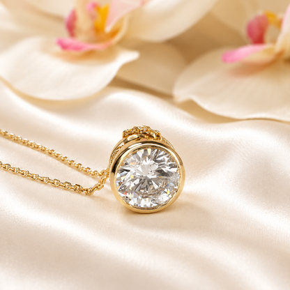 1.50 CTW Lab Grown Diamond Pendant Necklace 14K Gold , Dainty Layering Diamond Necklace , Diamond Solitaire Necklace Birthday Gift , #8516