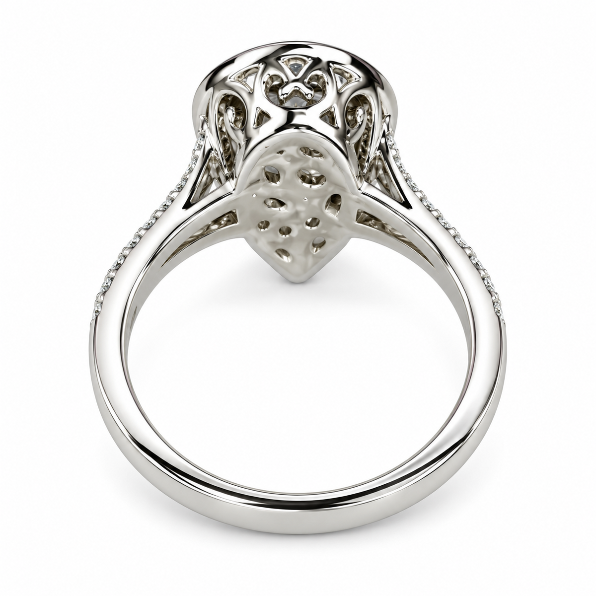 Certified Moissanite Pear Shape And Moissanite Halo 3.00ctw.  Engagement Wedding Anniversary Ring  14K White Gold