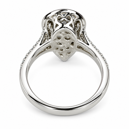 Certified Moissanite Pear Shape And Moissanite Halo 3.00ctw.  Engagement Wedding Anniversary Ring  14K White Gold