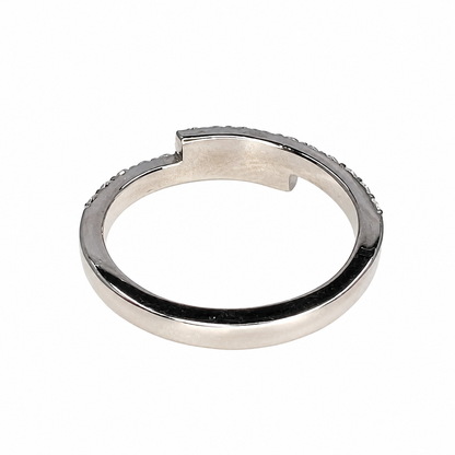 Black Diamond Stacking Band 14K Solid Gold, Bypass Diamond Ring, Black Diamond Band, Dainty Diamond Wedding Band, Diamond Ring Women