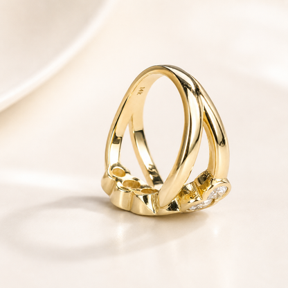 1.25ctw Lab Grown Diamond Cluster Ring 14K Yellow/White Gold , Lab Created Diamond Engagement Ring#8290