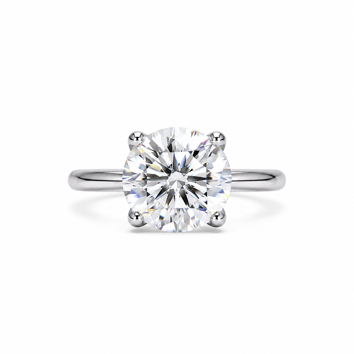 Mossiante Round Solitaire Engagement Ring, Round Brilliant Moissanite Wedding Ring, 14k White Gold Solitaire Moissanite Ring For Her   #6637