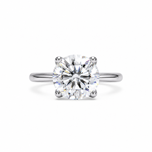 Mossiante Round Solitaire Engagement Ring, Round Brilliant Moissanite Wedding Ring, 14k White Gold Solitaire Moissanite Ring For Her   #6637