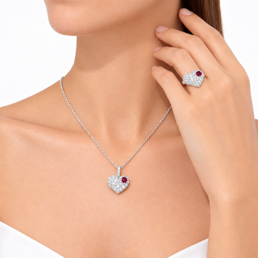 Lab Grown Diamond Heart Ring with Birthstone, Gemstone Accent Heart Ring, Diamond Heart Promise Ring, Romantic Gift for Her #8882