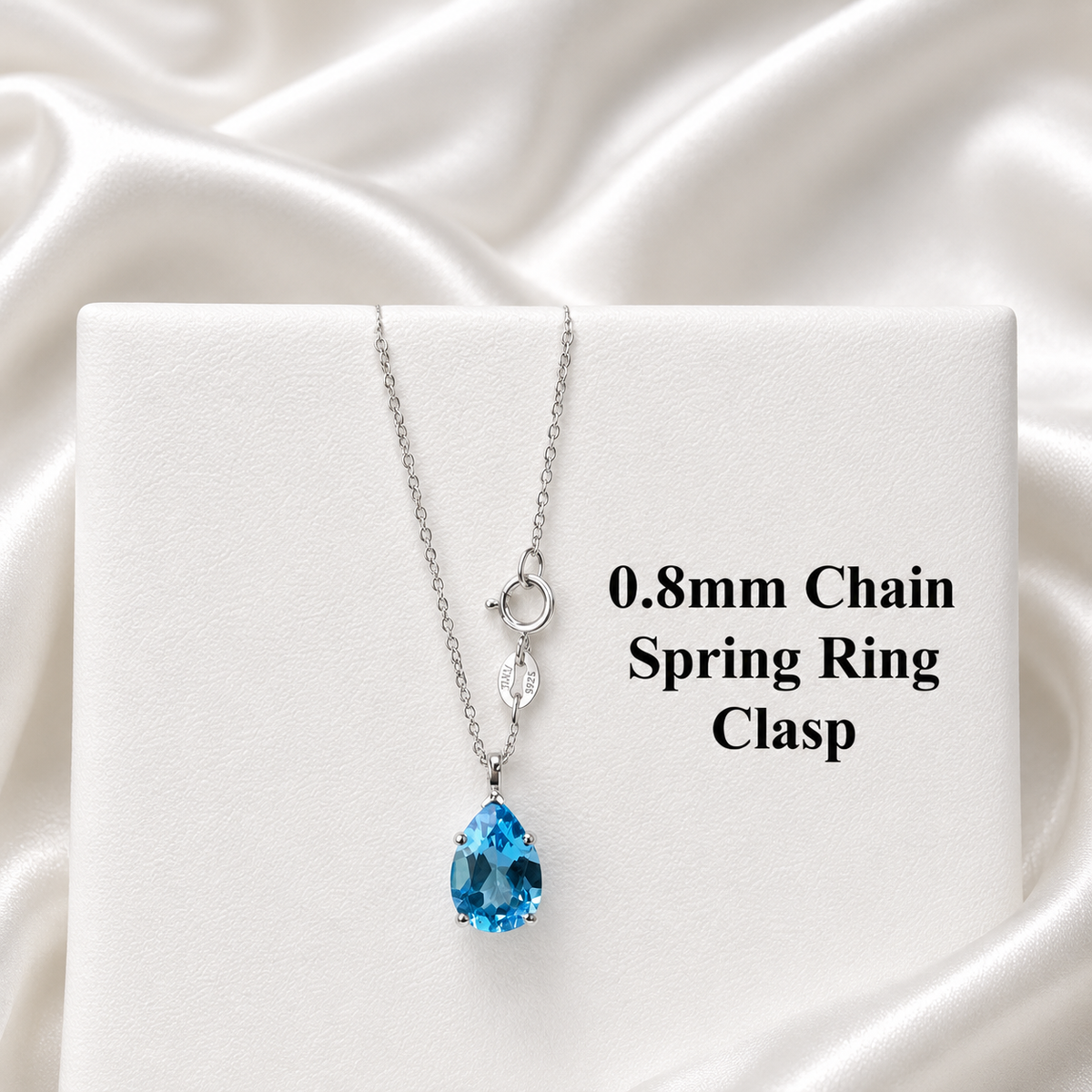 2.00 CTW Pear Shape Natural Swiss Blue Topaz Pendant Necklace , December Birthstone Pear Pendant 14K Solid Gold , Layering Necklace , #8808