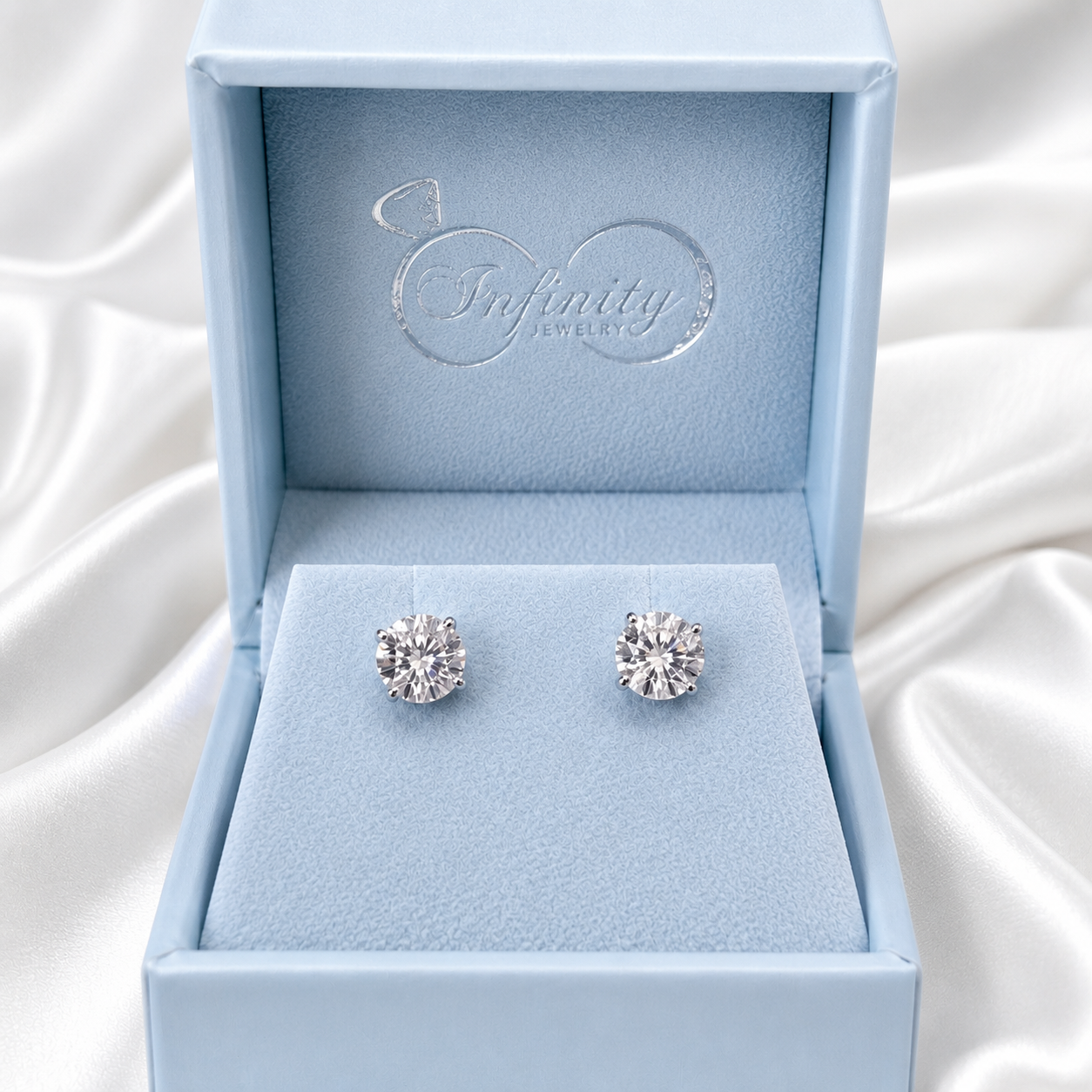 Martini Style Moissanite Stud Earrings , 1.60 ctw. To 3.80 ctw. 14K Gold , Unisex Moissanite Stud Earrings , Simple Stud Earrings #8826