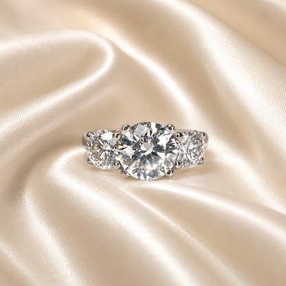 2.50 CTW Lab Grown Diamond Engagement Ring 14K Solid Gold, Three Stone Lab Created Diamond Wedding Ring, Simple Diamond Bridal Ring